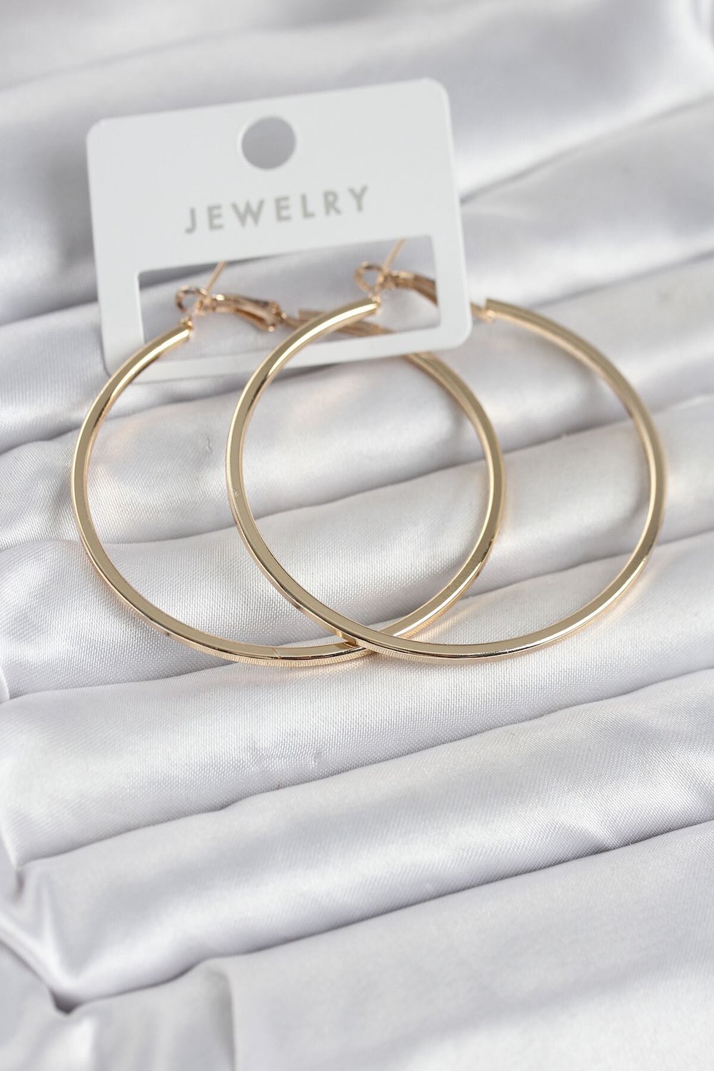 Gold Renk Pirinç Köşeli Kenar Halka 54 mm Kadın Küpe