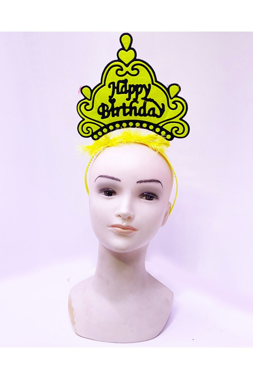 Happy Birthday Neon Sarı Renk Doğum Günü Tacı 24x15 cm