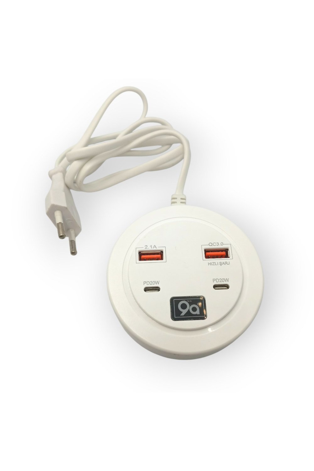 Hızlı Şarj İstasyonu PD 20W + QC 3.0 Masaüstü 4 Portlu Çoklu Şarj Adaptörü 38W (1 Metre Kablolu)