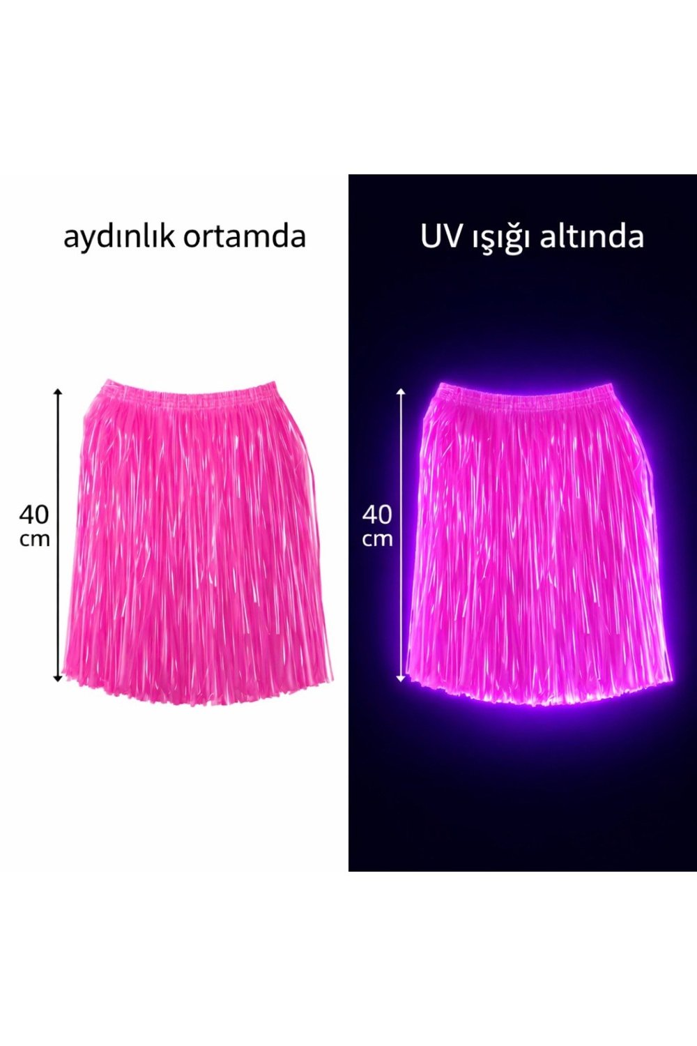 Neon Pembe Hawaii Parti Eteği 40 cm
