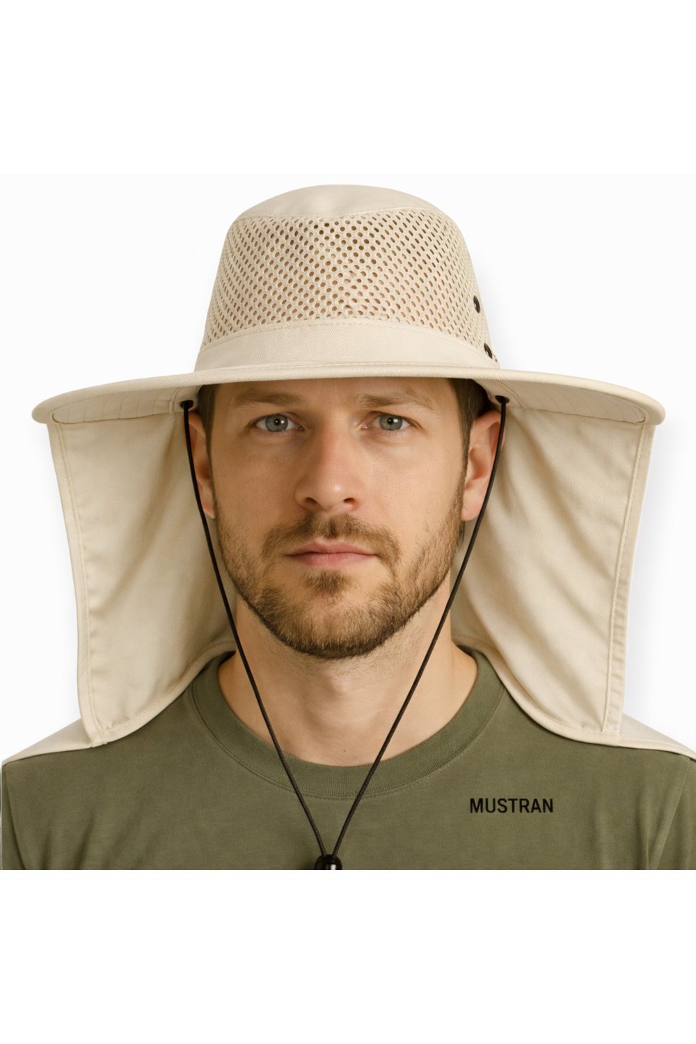 Yazlık Güneş Şapkası Fileli Safari Outdoor Balıkçı Şapkası Ense Korumalı Unisex – Krem