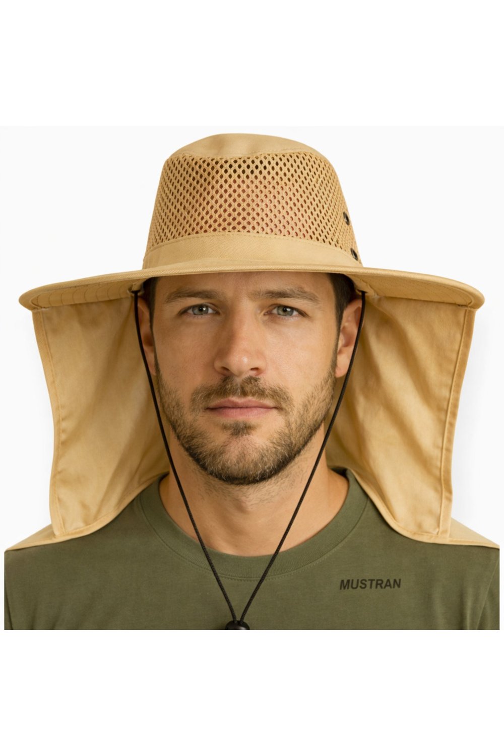 Yazlık Güneş Şapkası UV Korumalı Fileli Safari Outdoor Balıkçı Şapkası Ense Korumalı Unisex–Koyu Bej