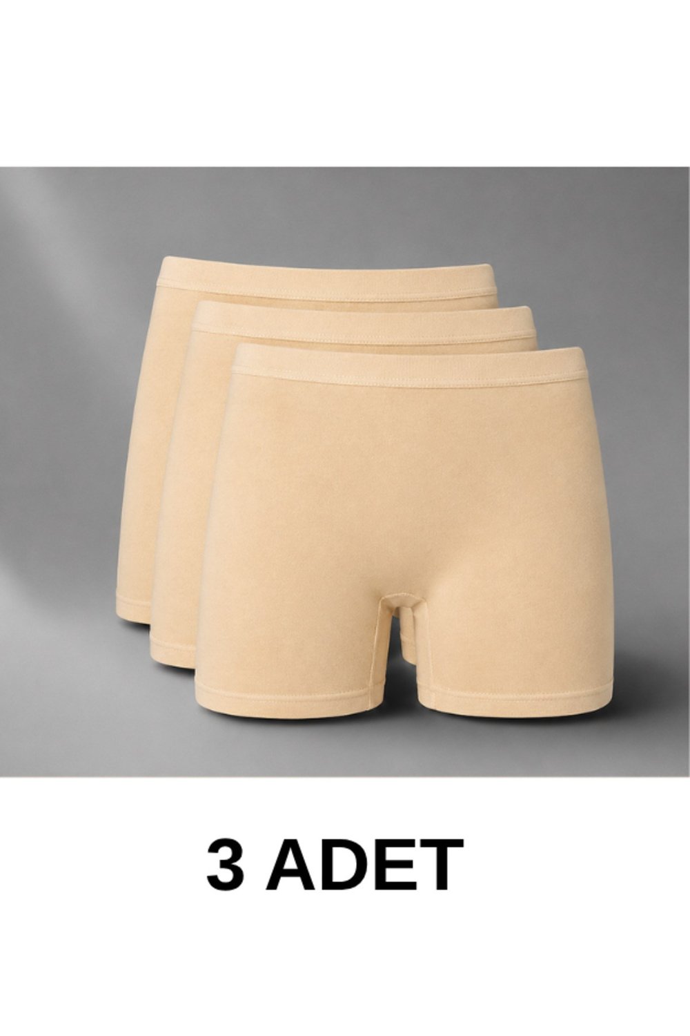 3'Lü Kadın Bej Modal Boxer Rahat Esnek Dikişsiz Boxer Külot - 1006