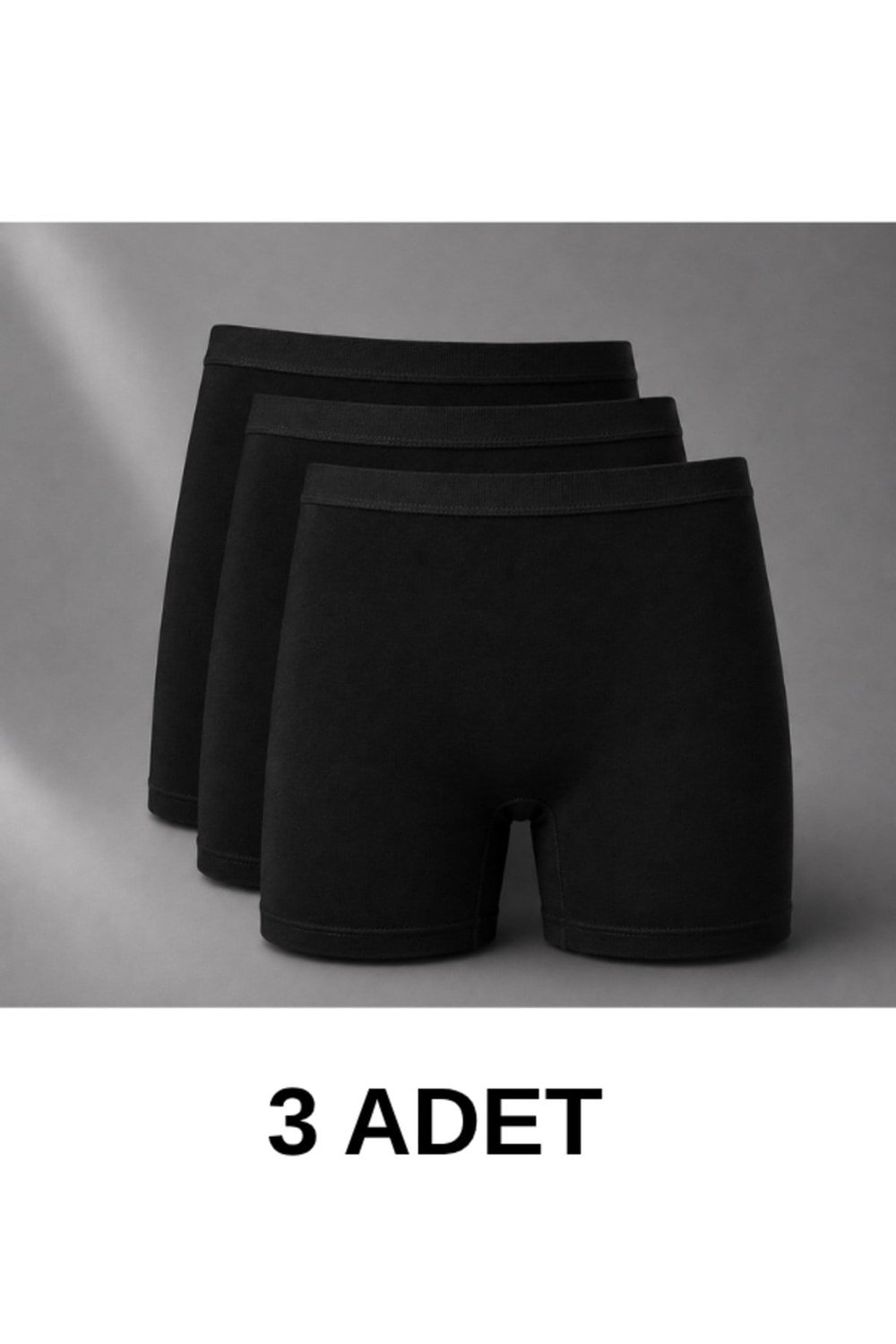 3'Lü Kadın Siyah Modal Boxer Rahat Esnek Dikişsiz Boxer Külot - 1006