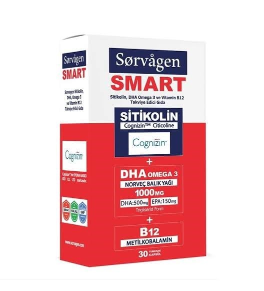 Sorvagen Sitikolin DHA Omega 3 ve B12 30 Kapsül