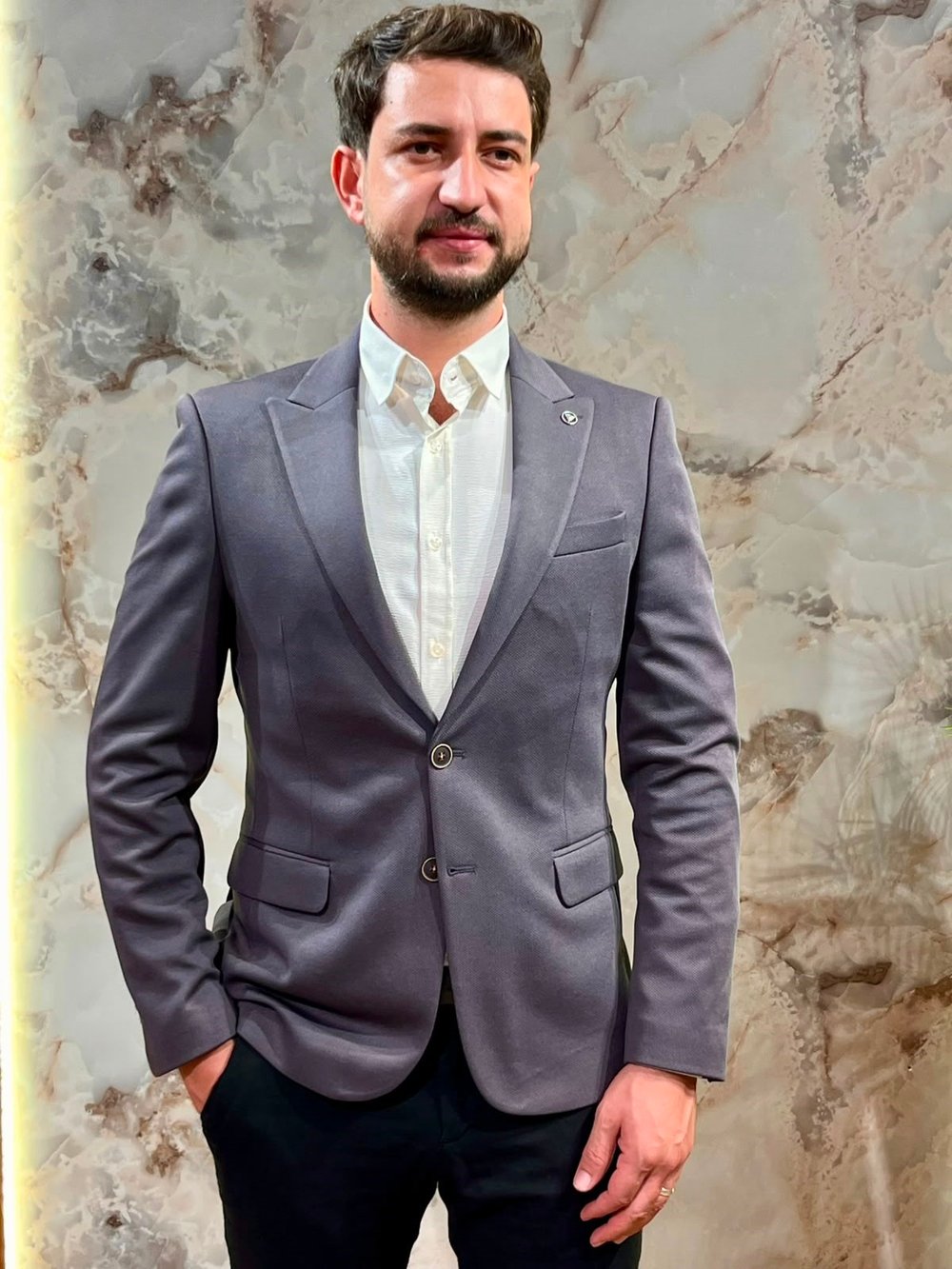 ERKEK FÜME SLİM FİT BLAZER CEKET | TEK DÜĞMELİ KLASİK CEKET