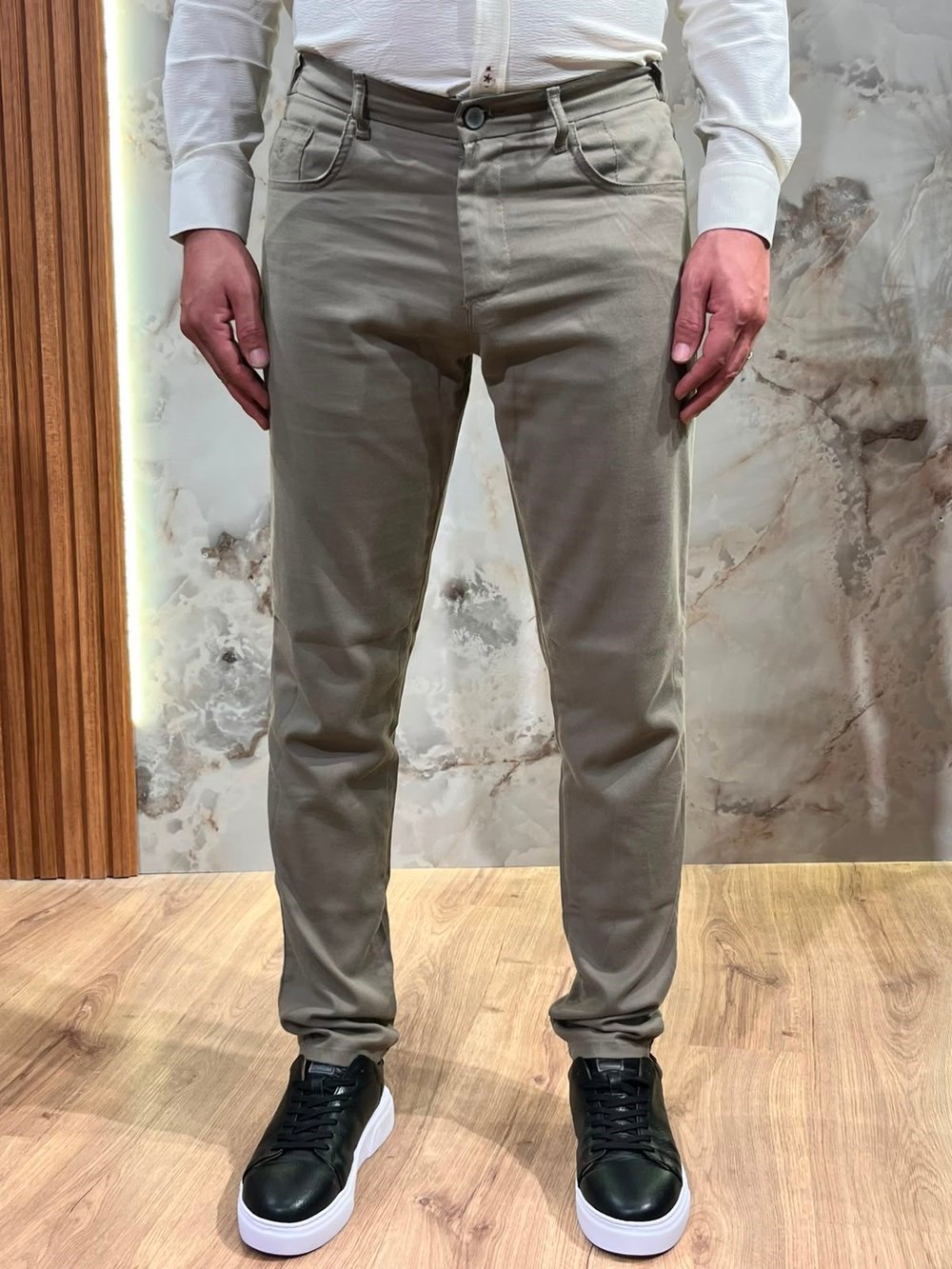 ERKEK HAKİ TENCEL KUMAŞ SLİM FİT PANTOLON | LİKRALI GÜNLÜK KLASİK PANTOLON 