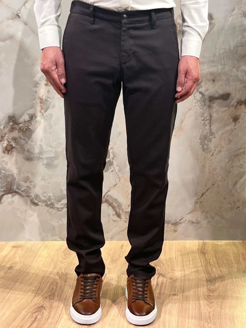 ERKEK SLİM FİT TENCEL KUMAŞ KLASİK PANTOLON | ACI KAHVE