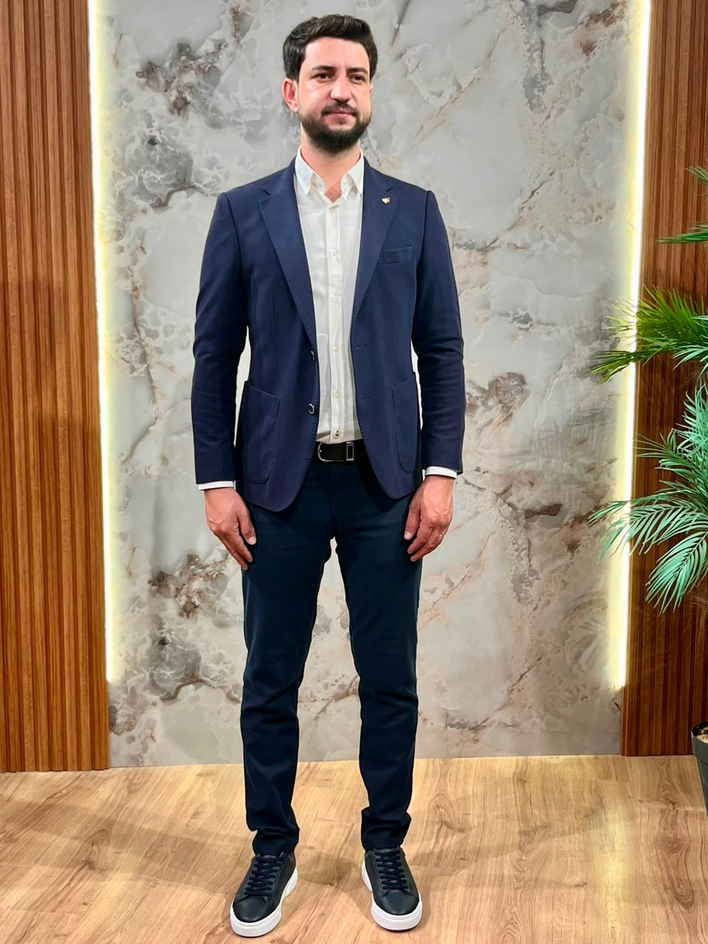 LACİVERT KADİFE SLİM FİT ERKEK BLAZER CEKET 