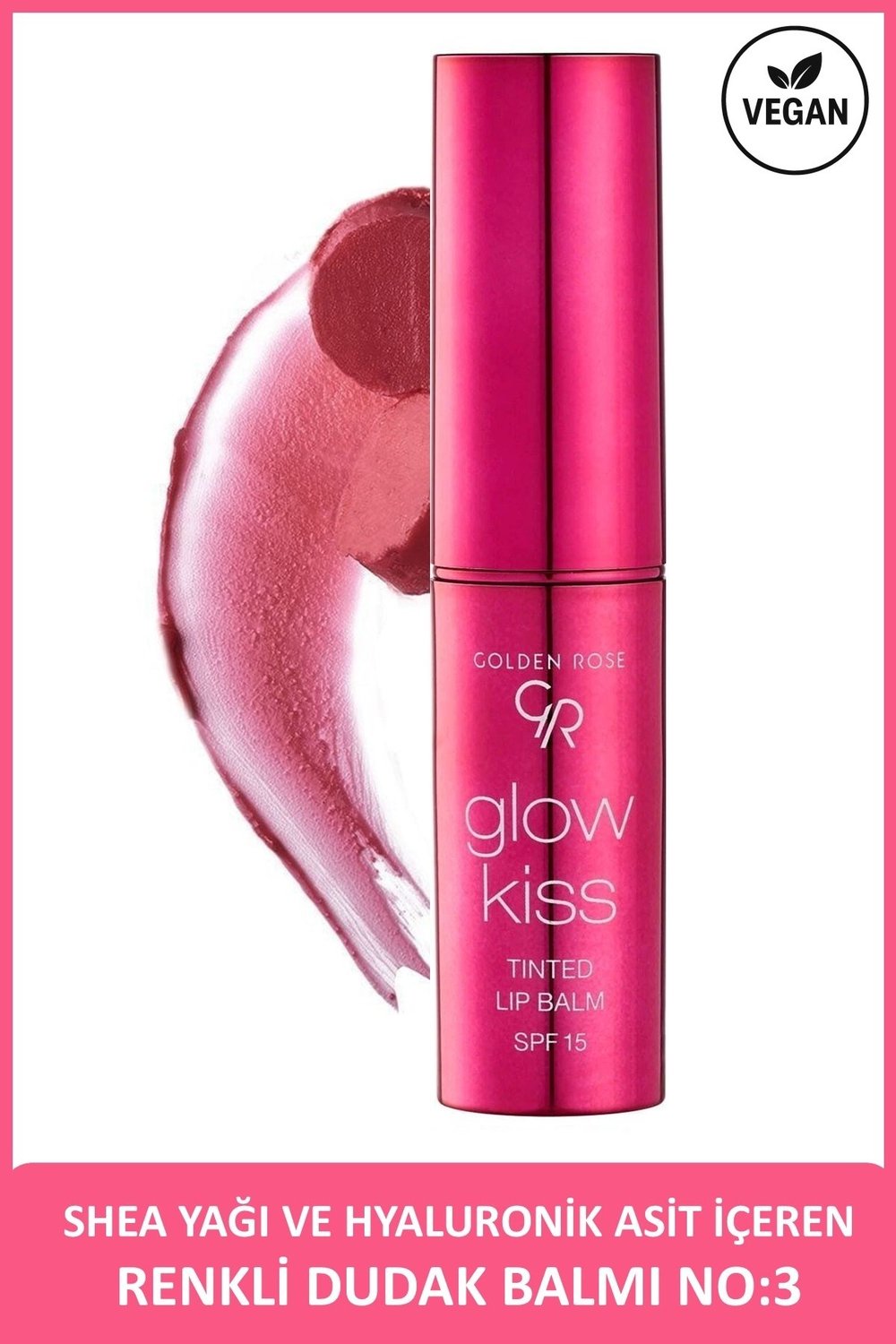 Glow Kiss Tinted Lip Balm No: 03 Berry Pink - Renkli Dudak Nemlendiricisi SPF15