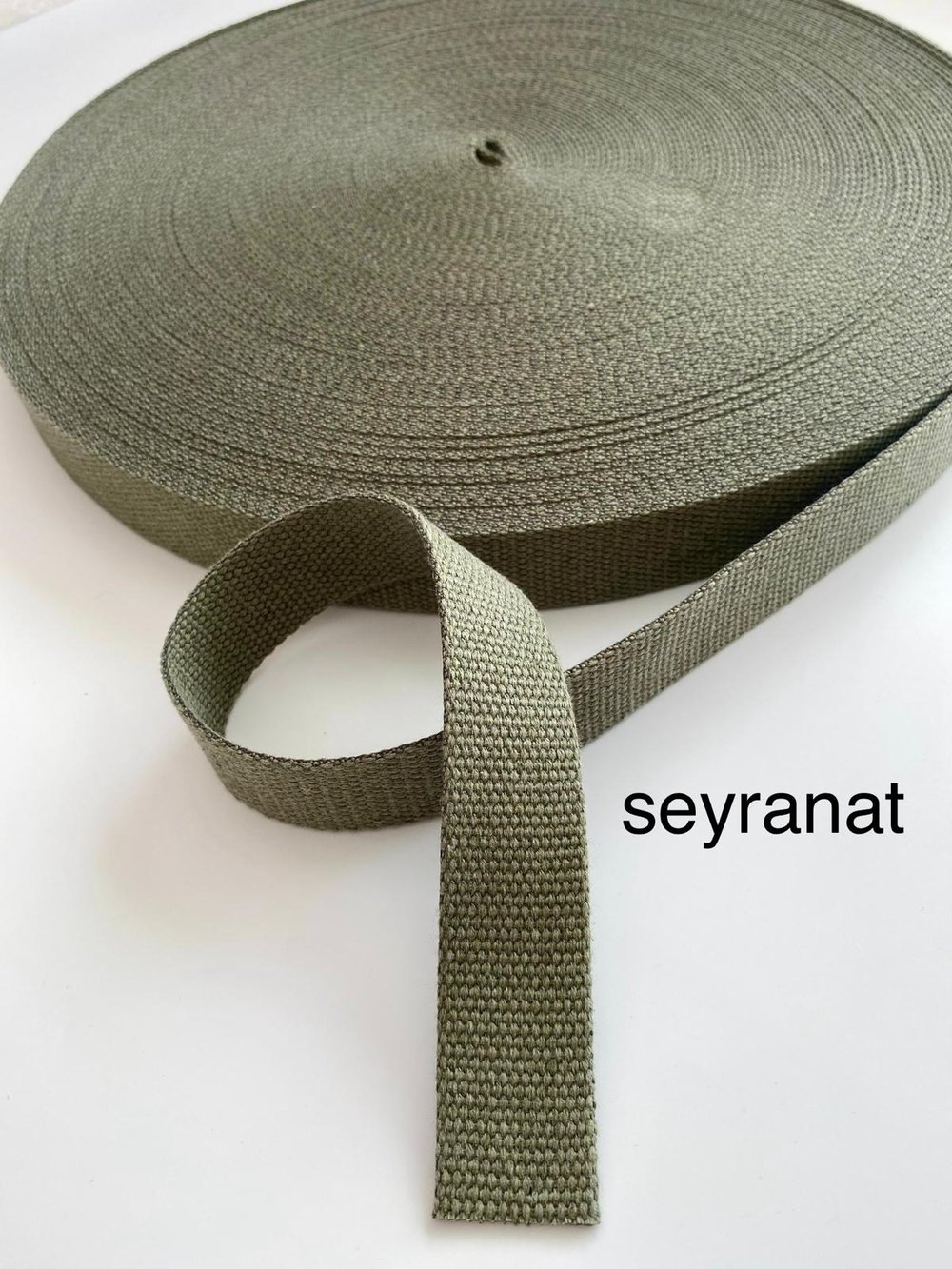 1 Metre Eni 3 Cm Pamuklu Haki Yeşil Kolon