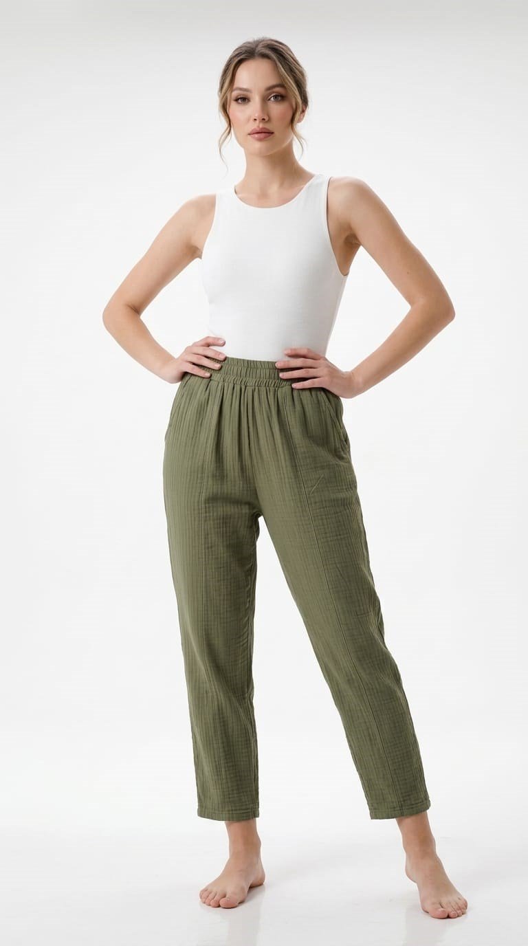 Yeşil Müslin Pantolon