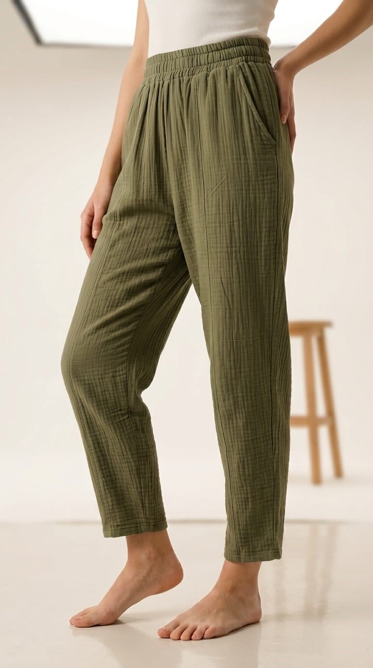 Yeşil Müslin Pantolon