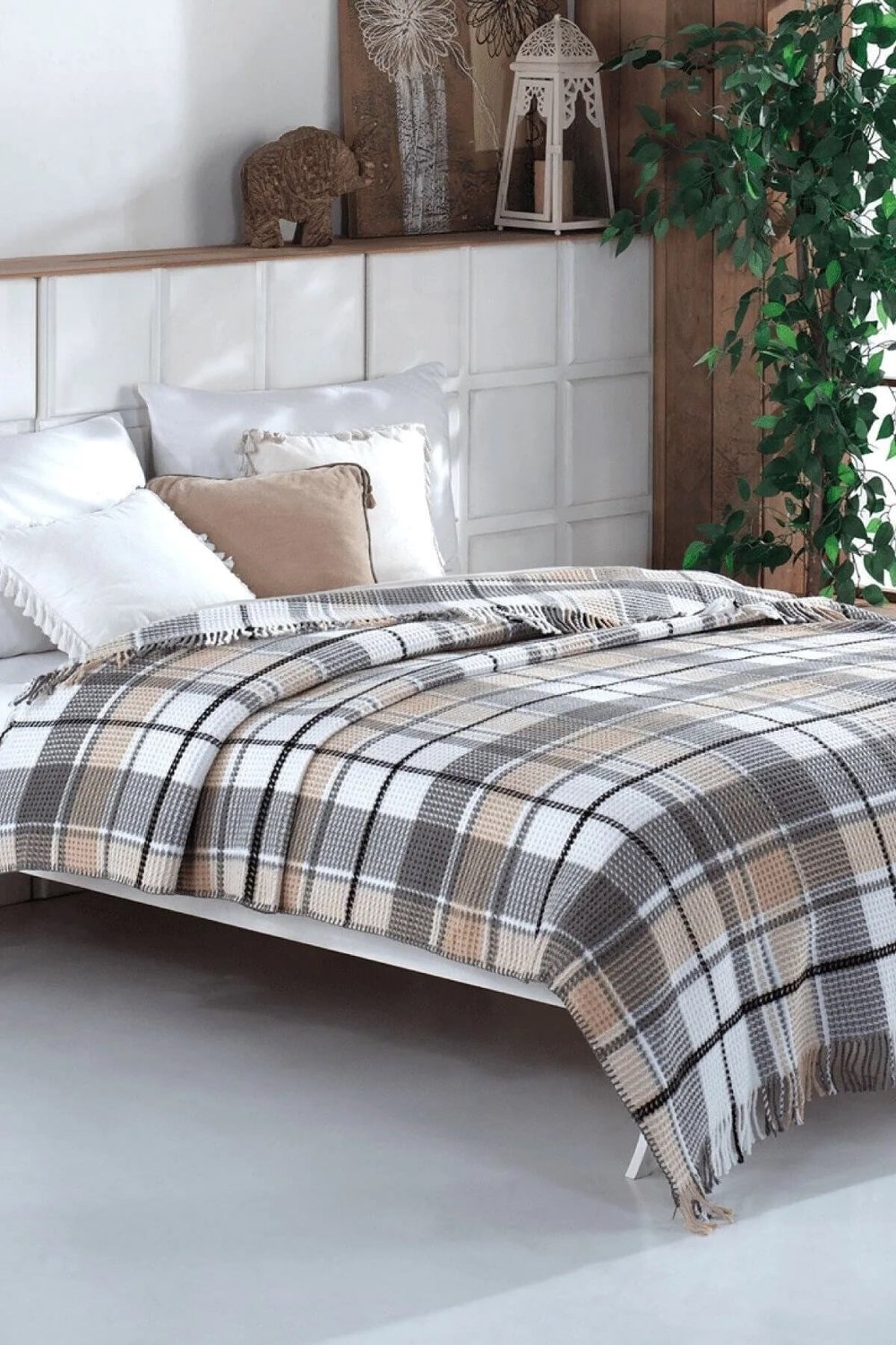 Aksu 150x220 Cozy Life Skoç Pamuklu Battaniye - Orijinal Kutulu - İnka Gri