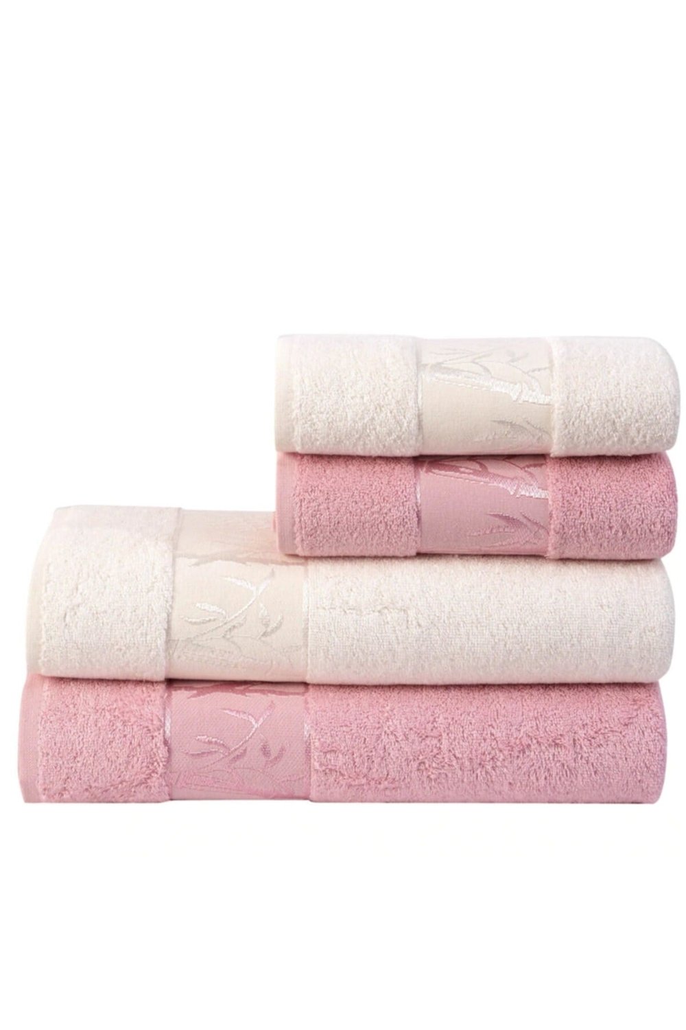 Bambu 4lü Banyo Havlu Takımı Pembe/krem