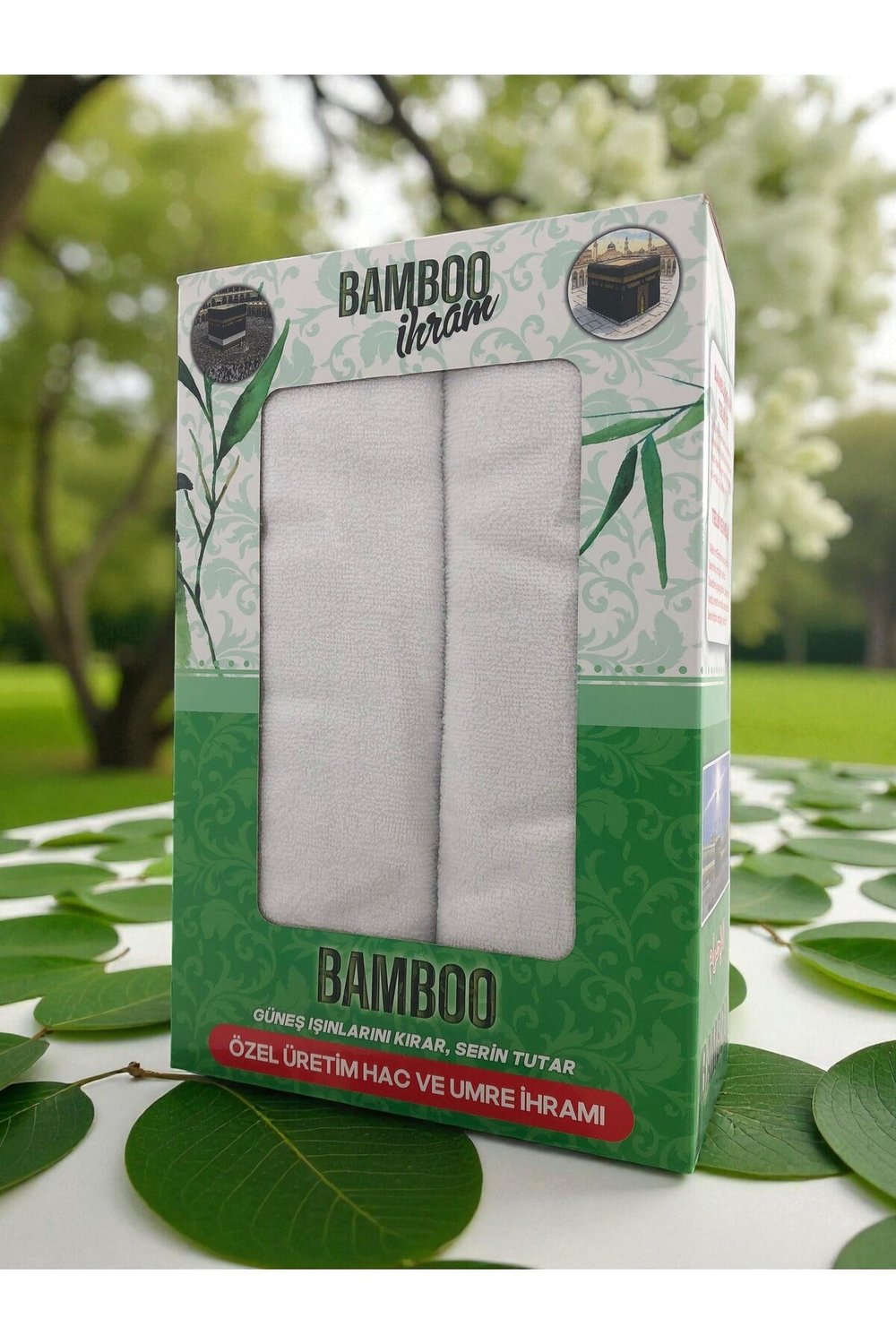 Bambu İhram Takımı - 110 x 220 cm - %100 Bambu - 1250gr - 2 Parça - Yumuşak ve Beyaz Renk - Kutulu