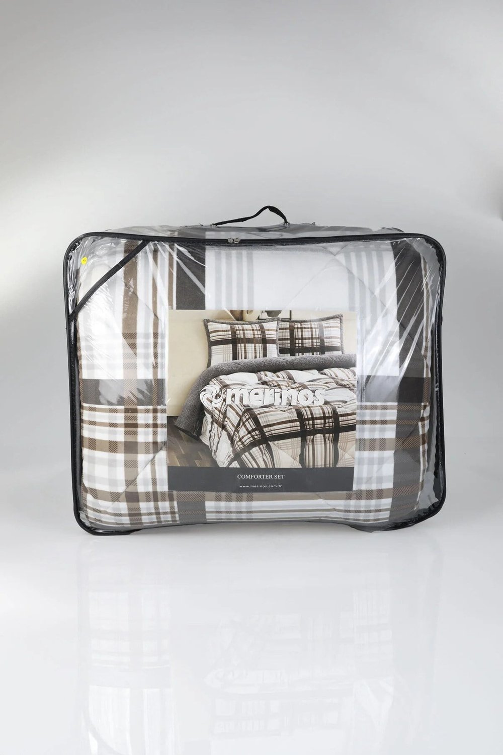Comforter Çift Kişilik Yorgan Seti Wera Gri Koyu Kahve 220x240