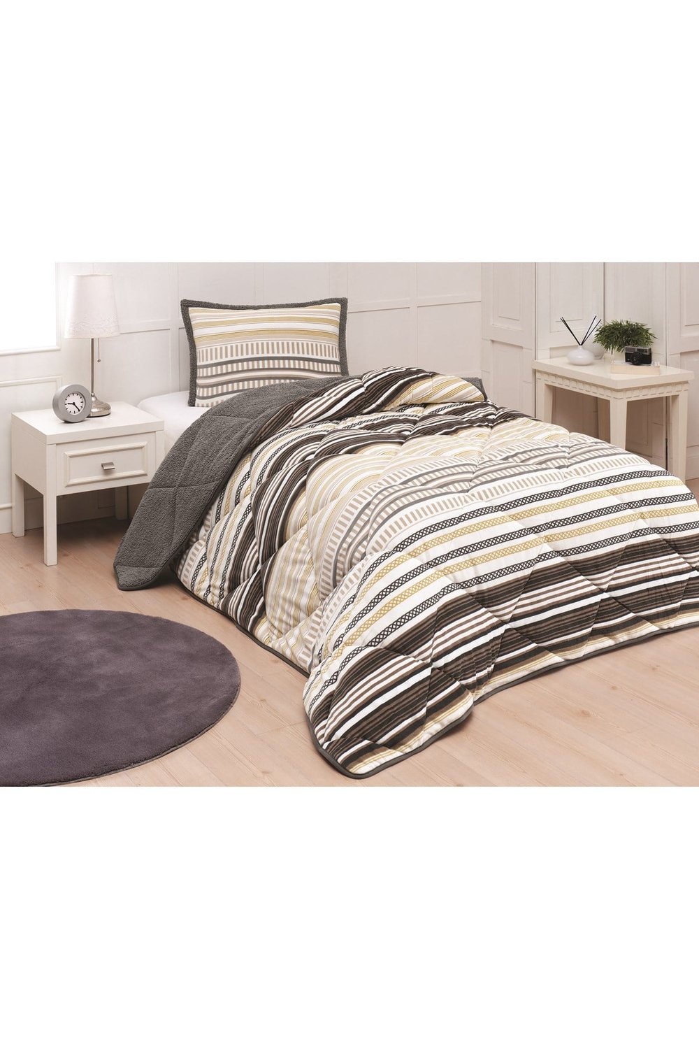 Comforter Yorgan Set Tek Kişilik Luca Sarı (İÇ ELYAFI KREM)
