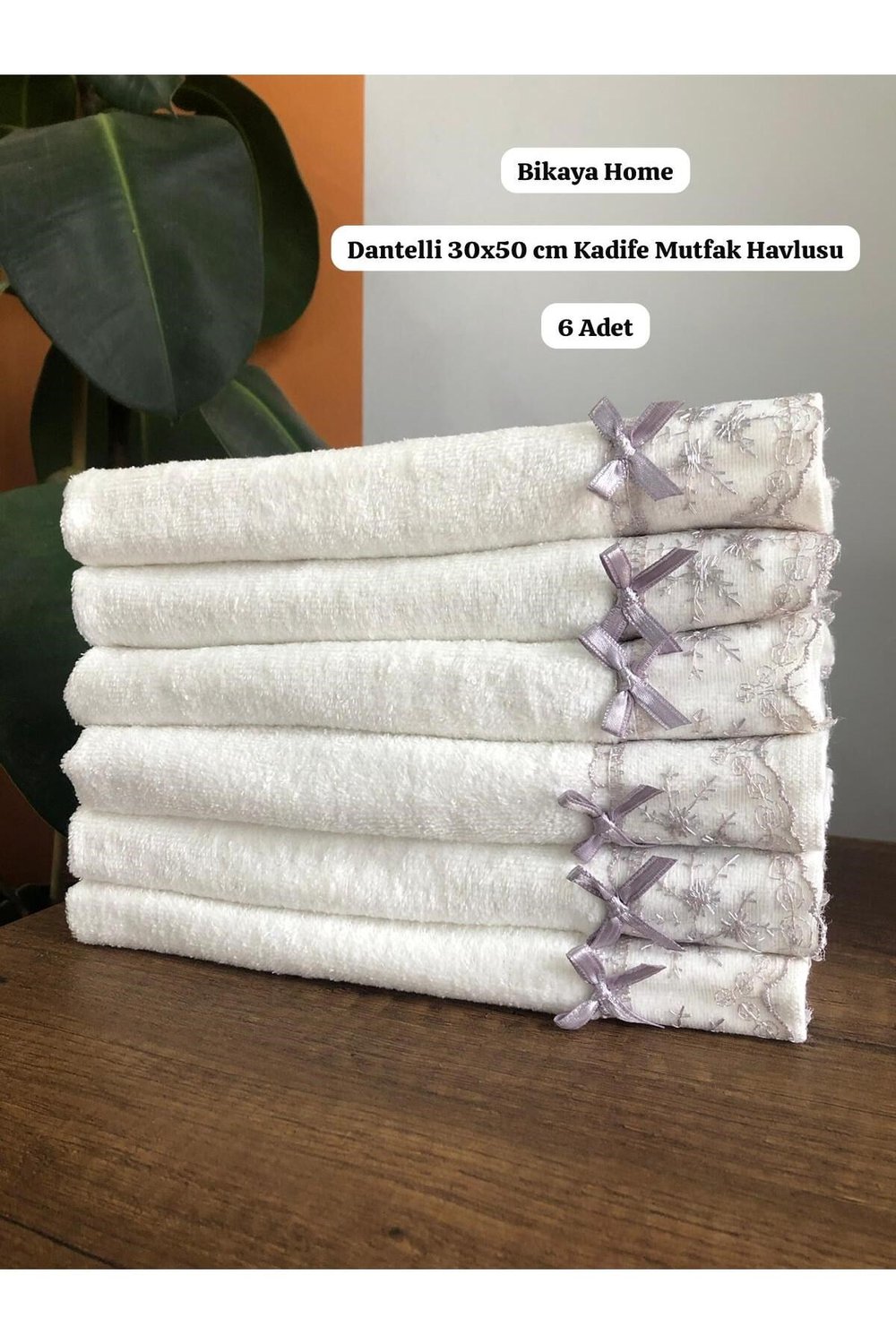 Dantelli 30x50 cm 6 Adet Kadife Mutfak Havlusu | %100 Cotton | Çeyizlik, Hediyelik, Mevlütlük