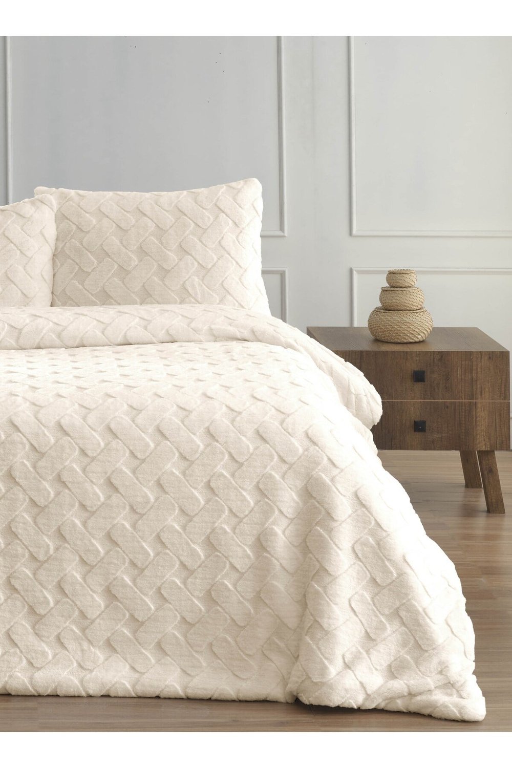 Diamond 3 Parça Pietra Çift Kişilik Kürk Comforter Yorgan Seti - 220x240 cm - Orijinal Çantalı