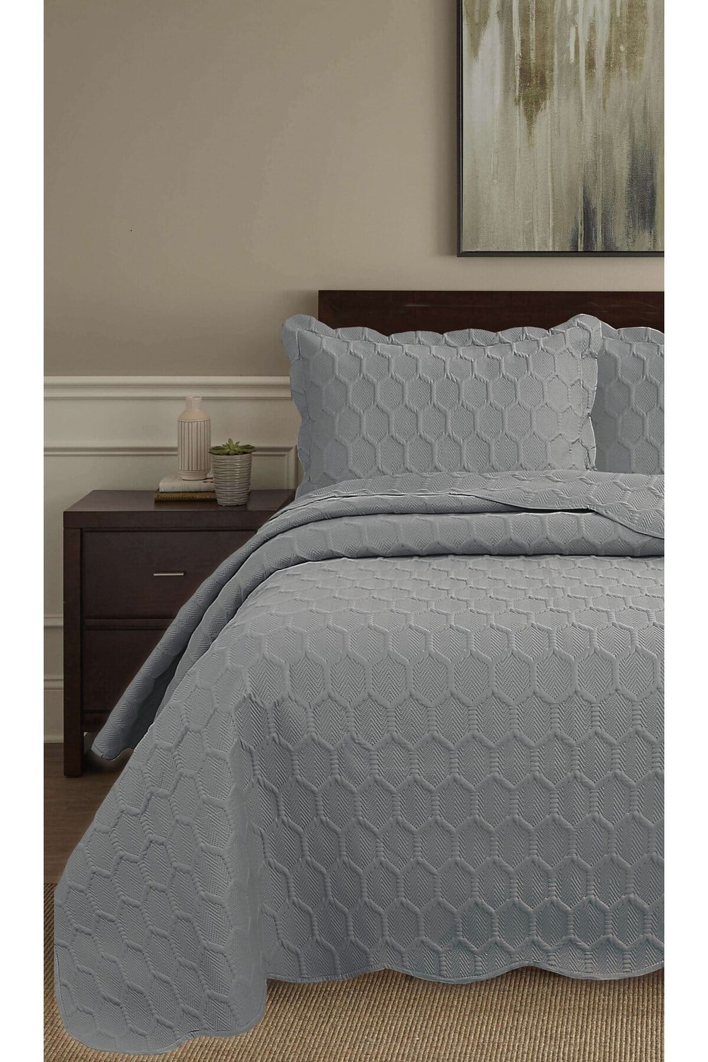 Honey Comb 3D Çift Kişilik Yatak Örtüsü Seti (3 Parça) - 260x240 cm - Pvc Çantalı