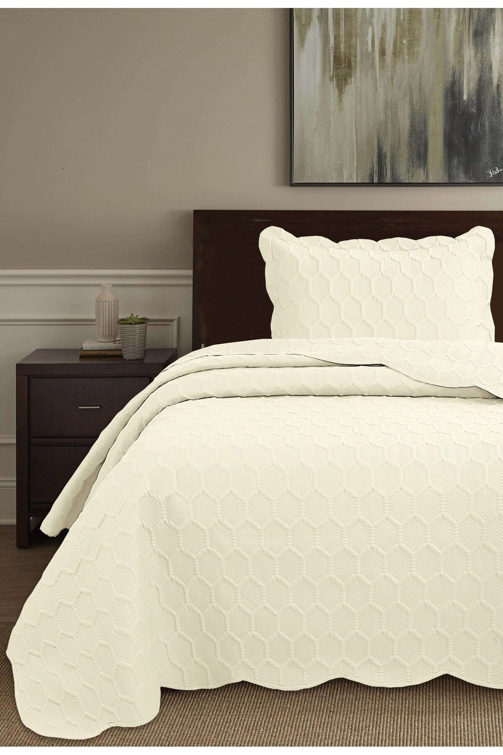 Honey Comb 3D Tek Kişilik Yatak Örtüsü Seti (2 Parça) - 180x240 cm - Pvc Çantalı