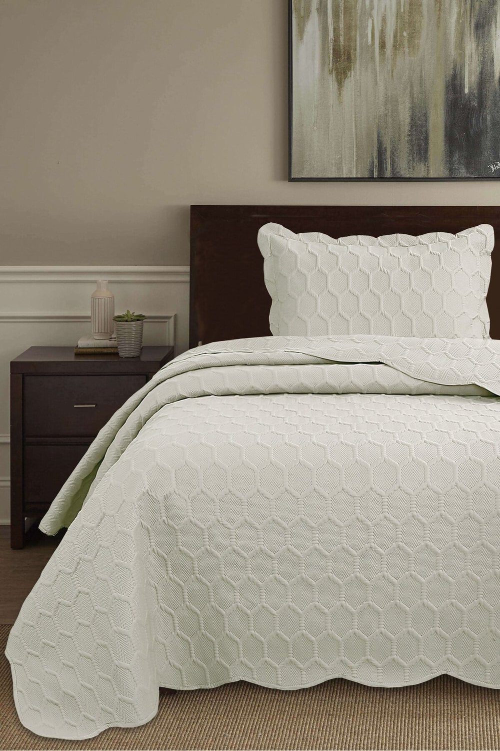 Honey Comb 3D Tek Kişilik Yatak Örtüsü Seti (2 Parça) - 180x240 cm - Pvc Çantalı