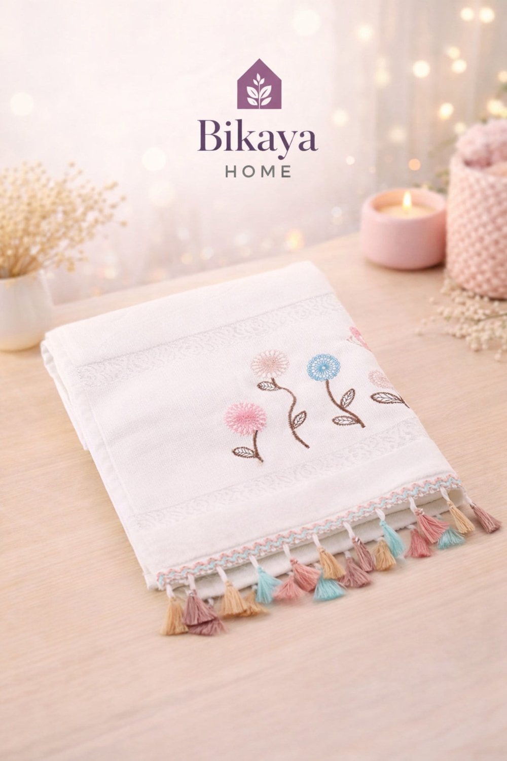 Kadife Püsküllü El Havlusu | 50x90 cm | 2 Adet | %100 Pamuk | Lüks & Yumuşak | Yüksek Emicilik
