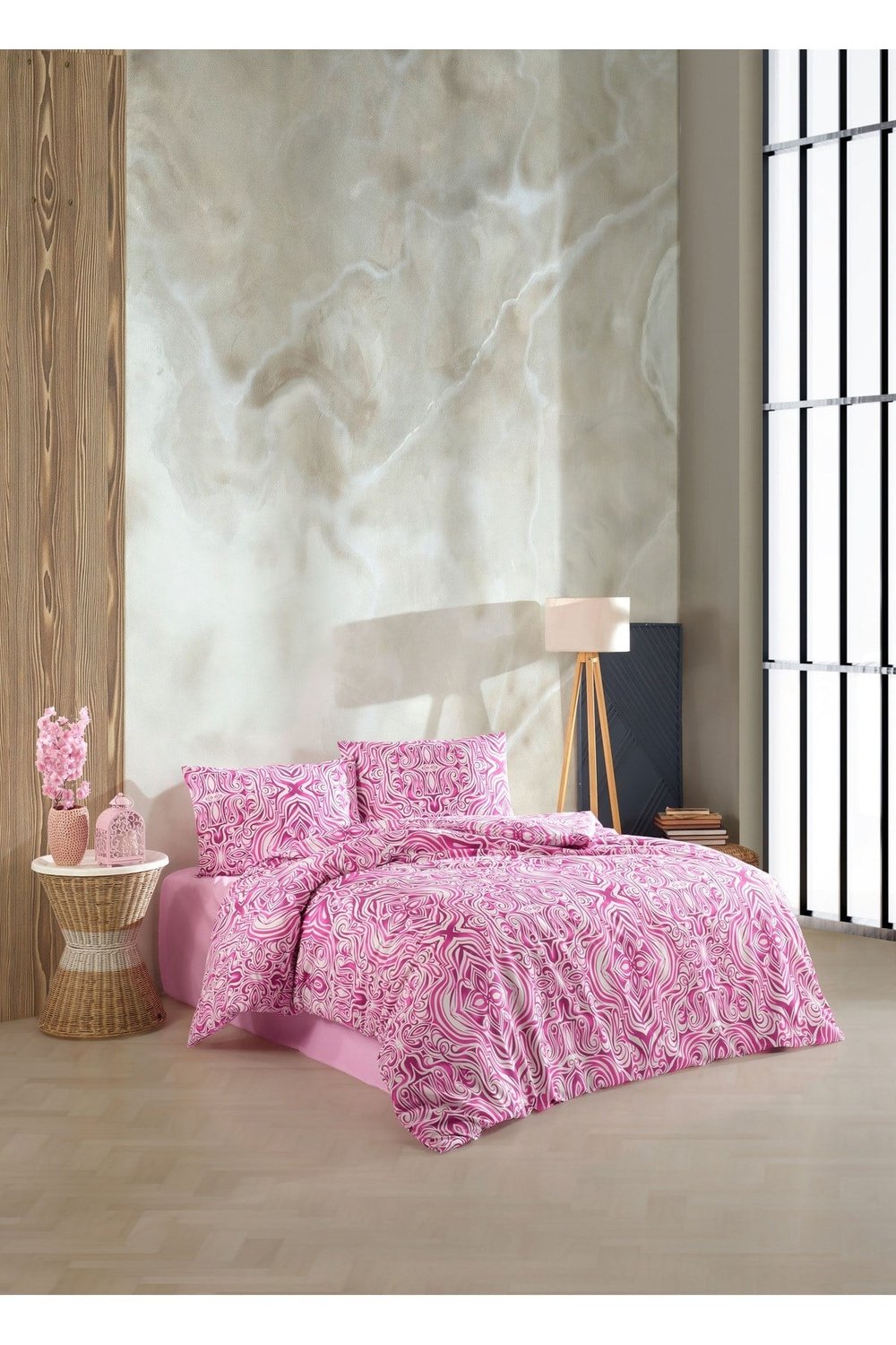 Kristal Ranforce Çift Kişilik Nevresim Takımı | %100 Pamuk | 57 Tel | 4 Parça | Lüks Kutu