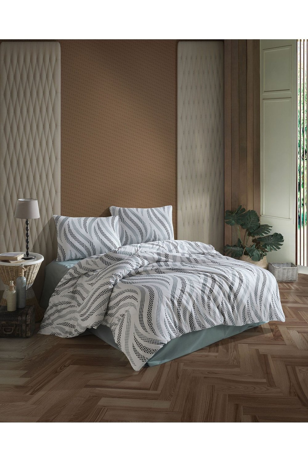 Kristal Ranforce Çift Kişilik Nevresim Takımı | %100 Pamuk | 57 Tel | 4 Parça | Lüks Kutu