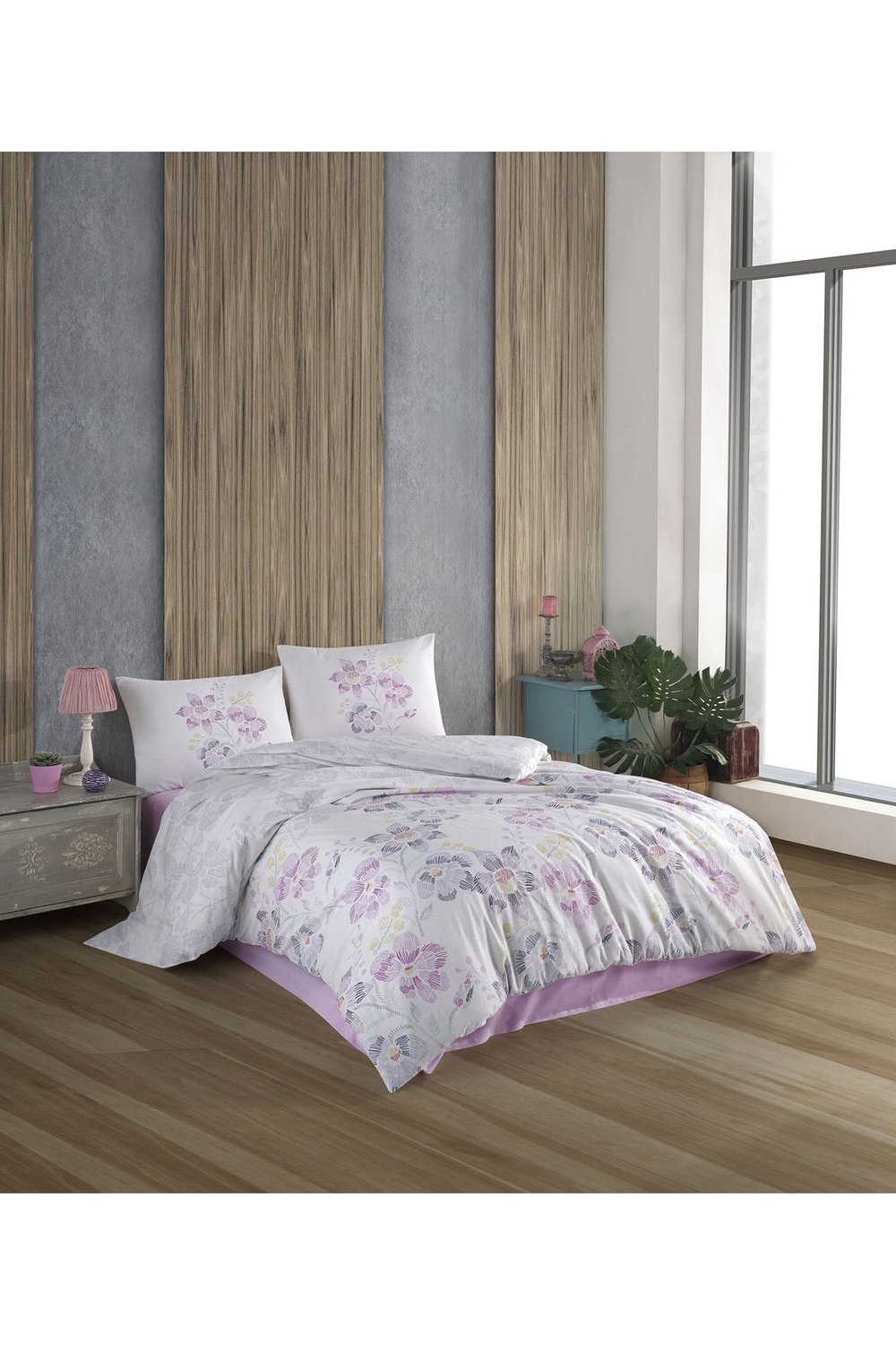 Kristal Ranforce Çift Kişilik Nevresim Takımı | %100 Pamuk | 57 Tel | 4 Parça | Lüks Kutu