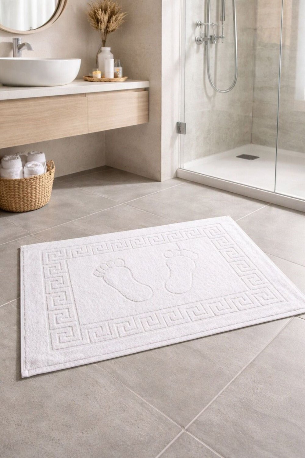 Lüks Ayak İzi Desenli Otel Havlusu | 50x70 cm | 1 Adet | %100 Pamuk, Extra Yumuşak, Yüksek Emicilik