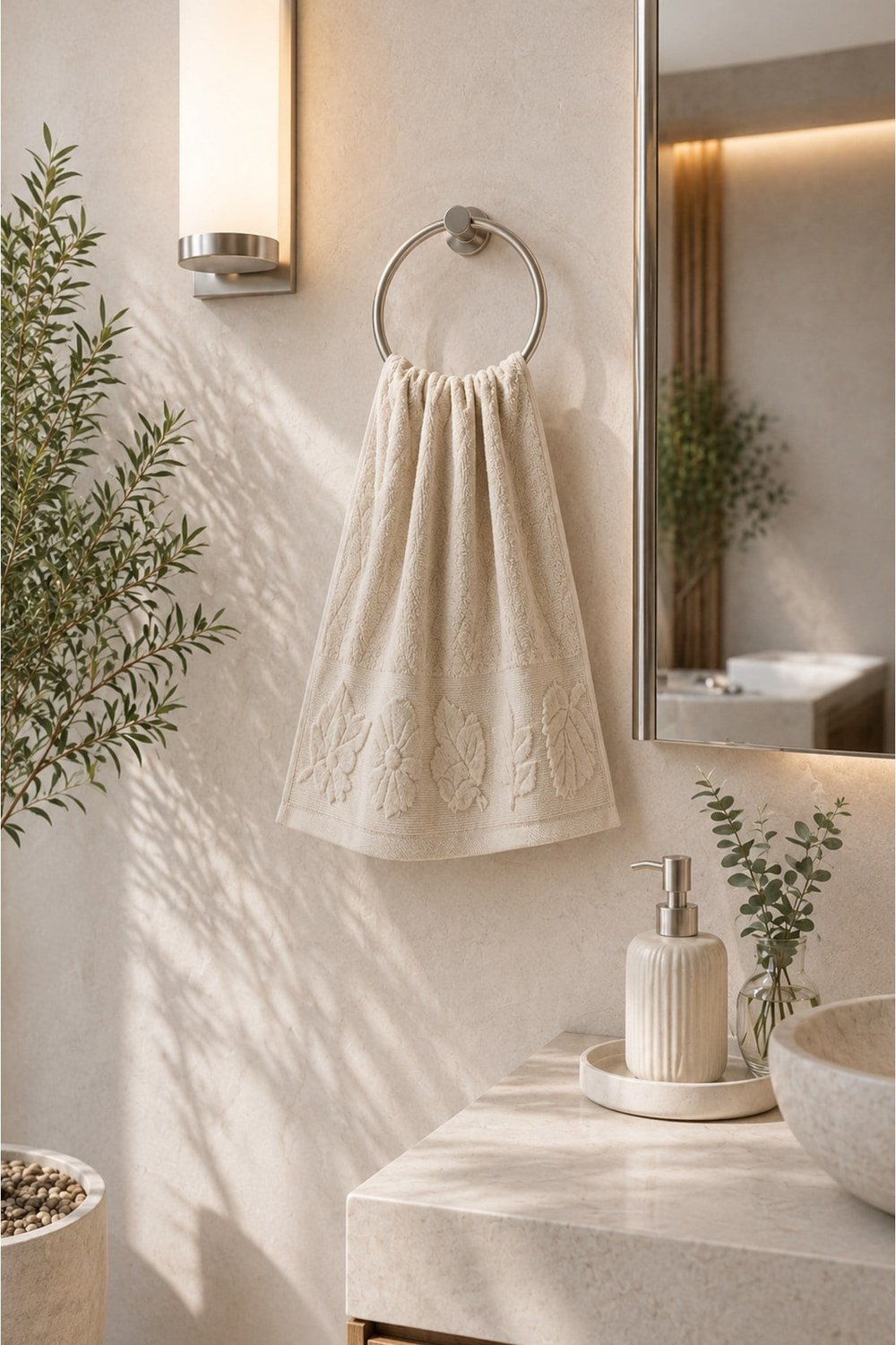 Lüks Kadife Kabartmalı Jakarlı El Havlusu | 6 Adet | 50x90 cm | Şık, Yumuşak ve Emici | Çeyizlik & Günlük