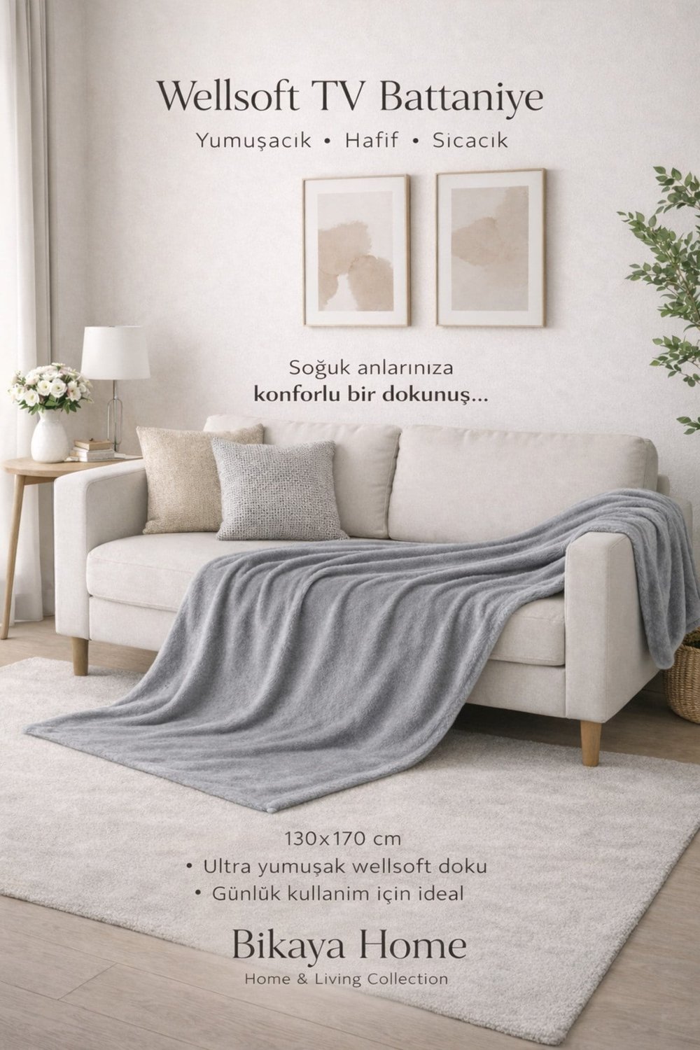 Wellsoft 130x170 cm TV Battaniyesi | Yumuşak Dokulu | Hafif ve Sıcak Tutan | Koltuk & Kanepe Örtüsü