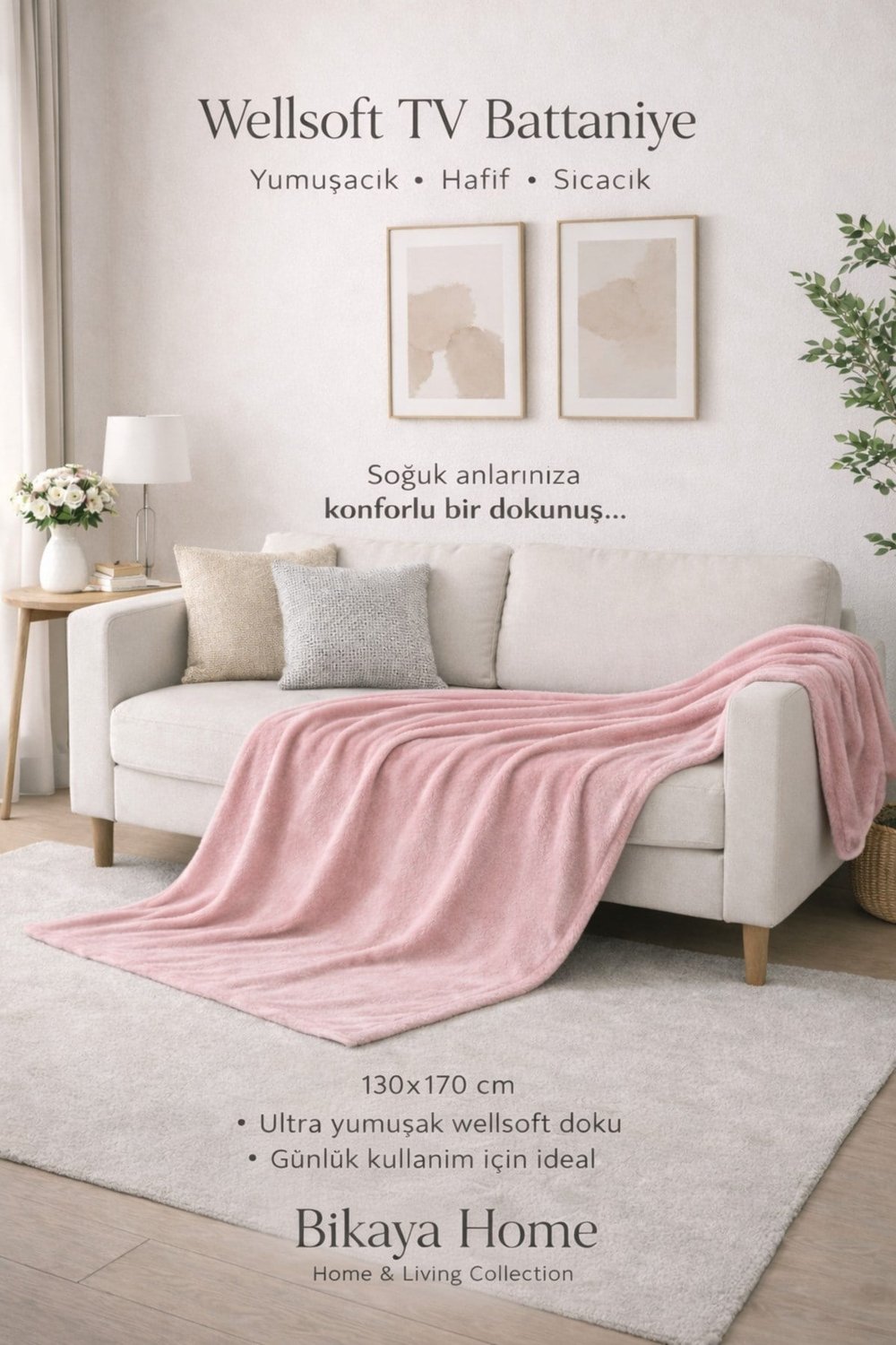 Wellsoft 130x170 cm TV Battaniyesi | Yumuşak Dokulu | Hafif ve Sıcak Tutan | Koltuk & Kanepe Örtüsü