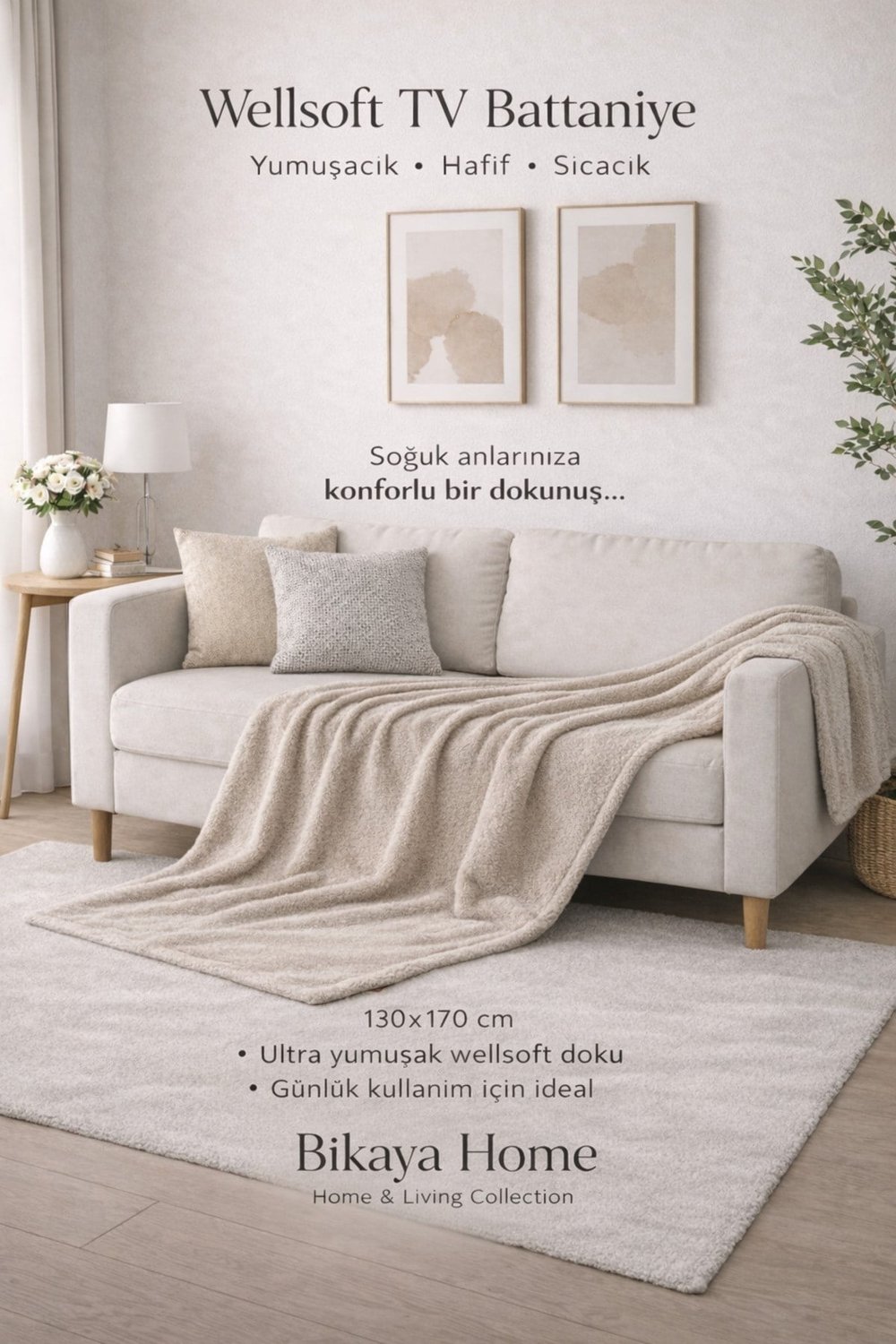 Wellsoft 130x170 cm TV Battaniyesi | Yumuşak Dokulu | Hafif ve Sıcak Tutan | Koltuk & Kanepe Örtüsü
