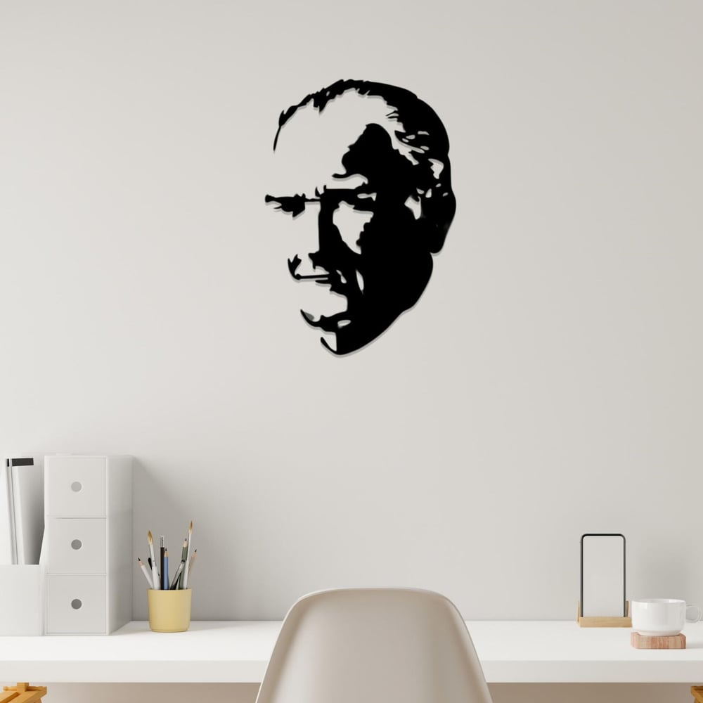 Atatürk Silüeti Lazer Kesim Metal Tablo Tasarım