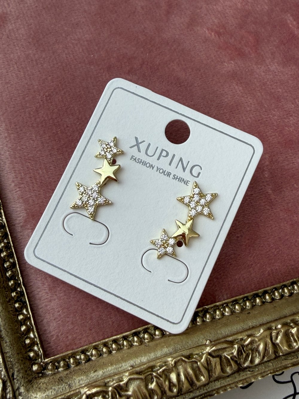 Xuping Gold Kaplama Zirkon Taşlı Yıldız Figürlü Küpe