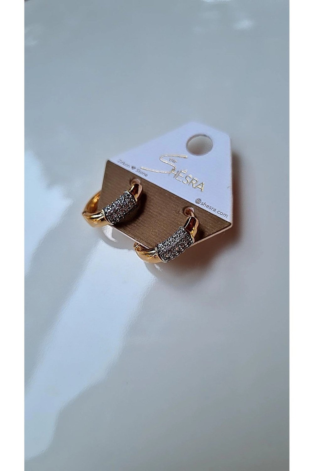 Rose gold Rengi Zirkon Taşlı Halka Küpe