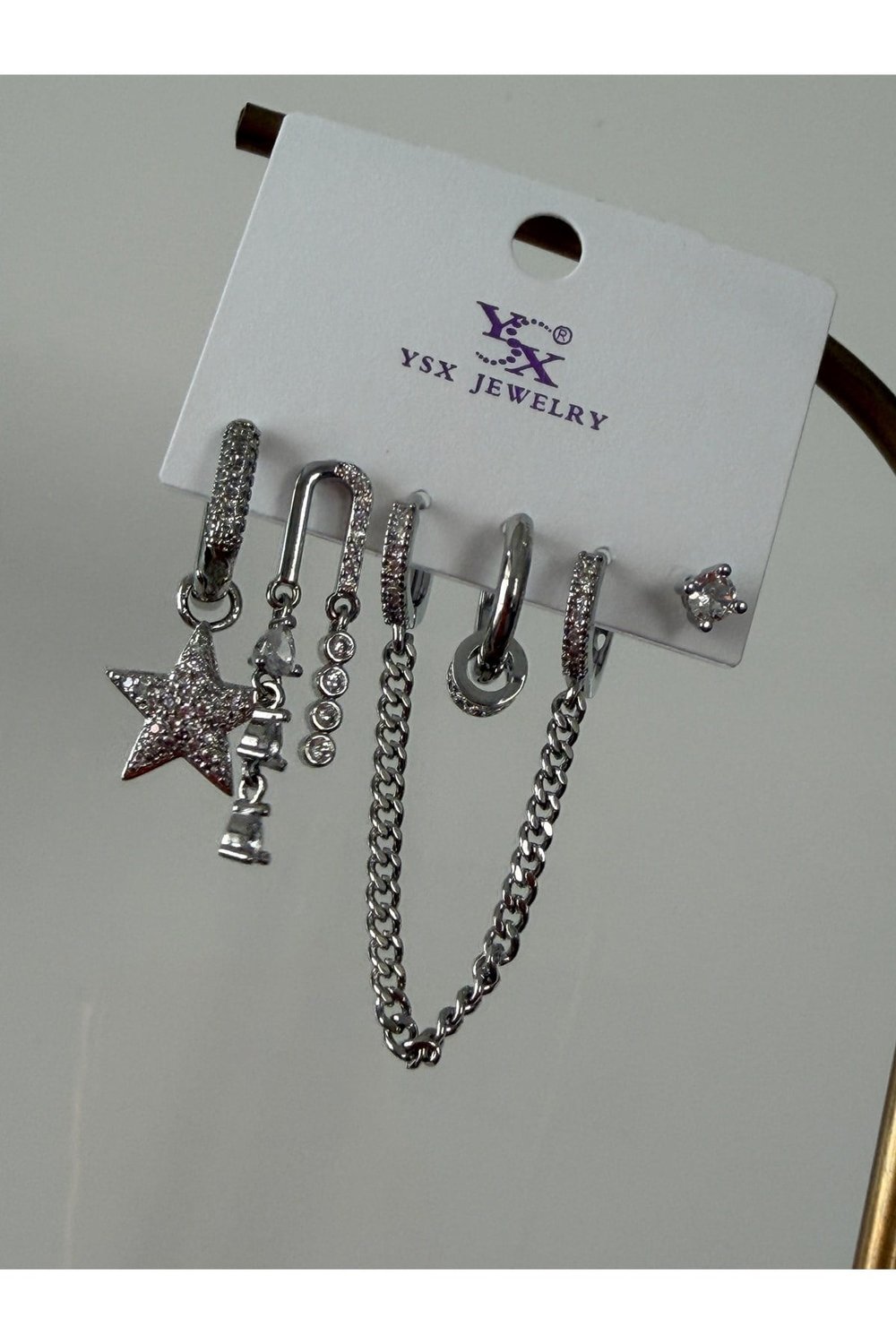 Çoklu Kombin Zirkon Taşlı Kadın Küpe Seti – 6lı Kombin Küpe