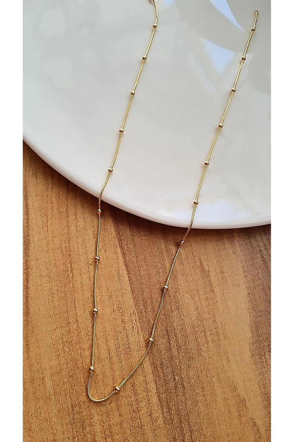 14K Altın Renk Top Detaylı Zincir Kolye