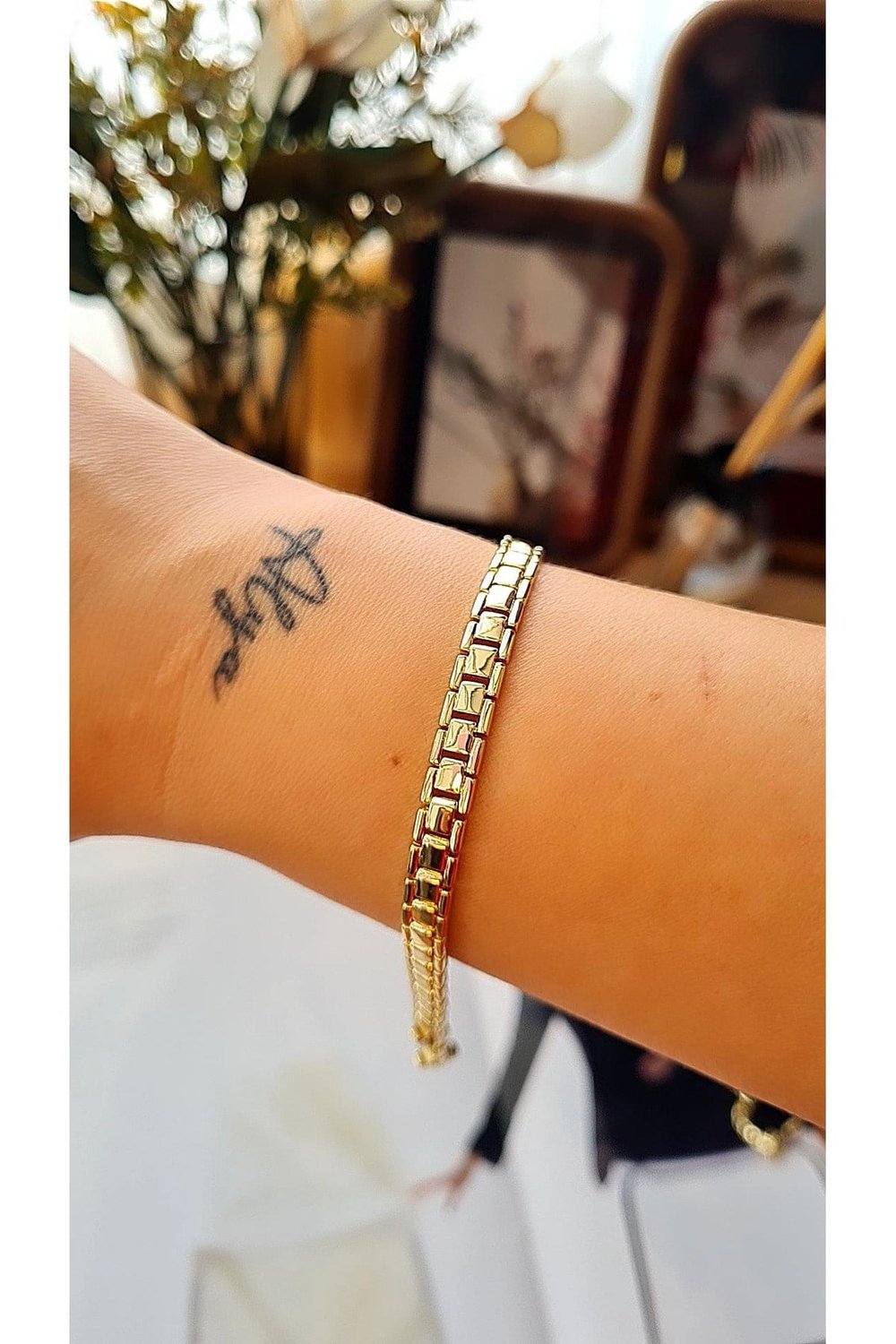 14K Altın Kaplama Klasik Zincir Form Gold Bileklik