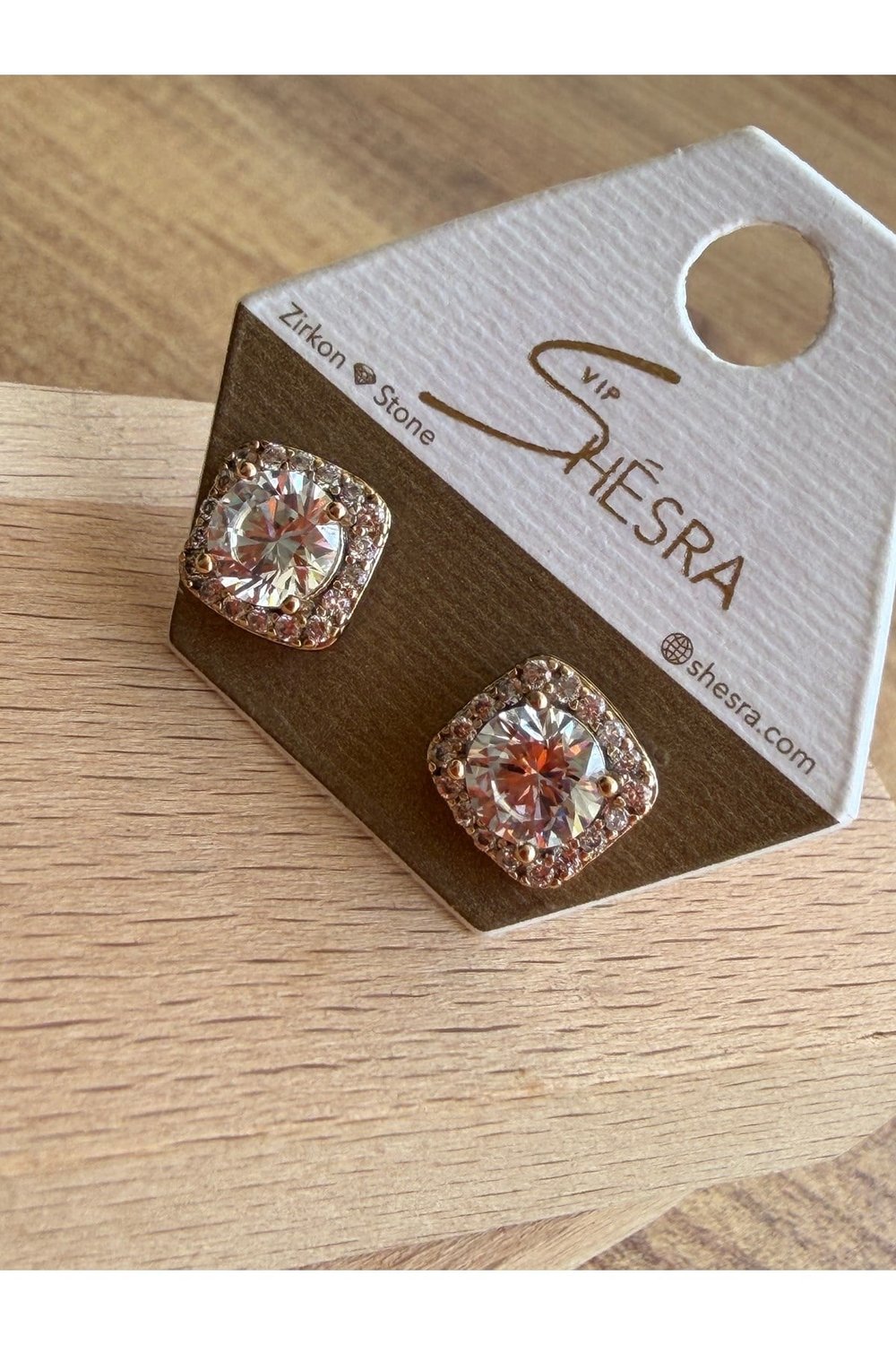 Rose Gold Kare Kesim Zirkon Taşlı Küpe | Işıltılı Kadın Küpe