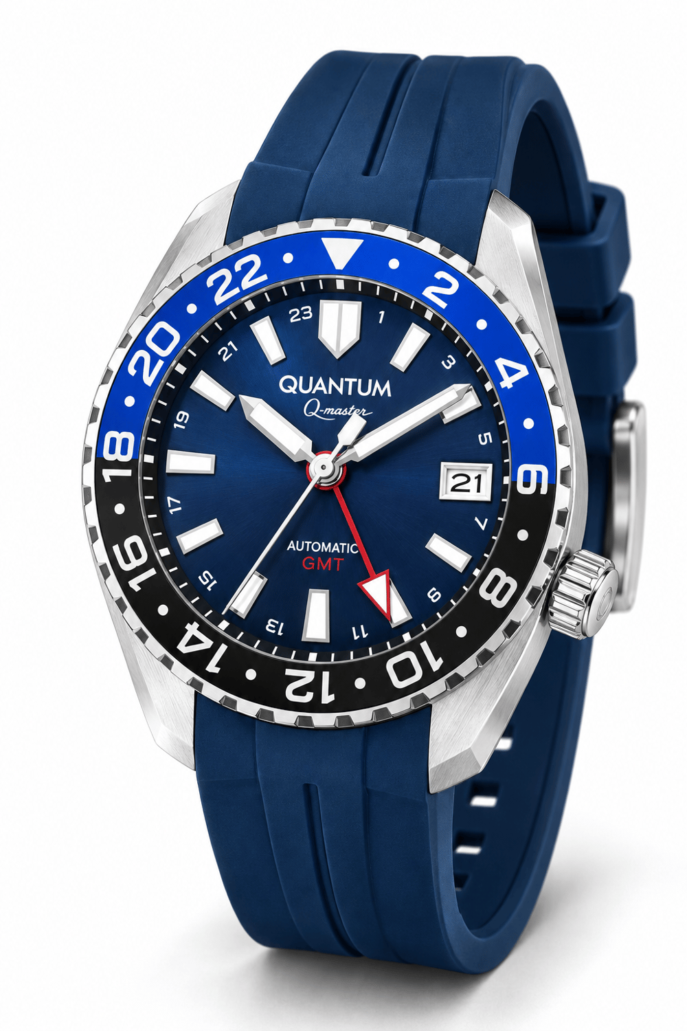 QUANTUM ERKEK OTOMATİK SEIKO MH34 GMT MEKANİZMA SAFİR CAM 20 ATM OTKQU00004 MAVİ SİYAH