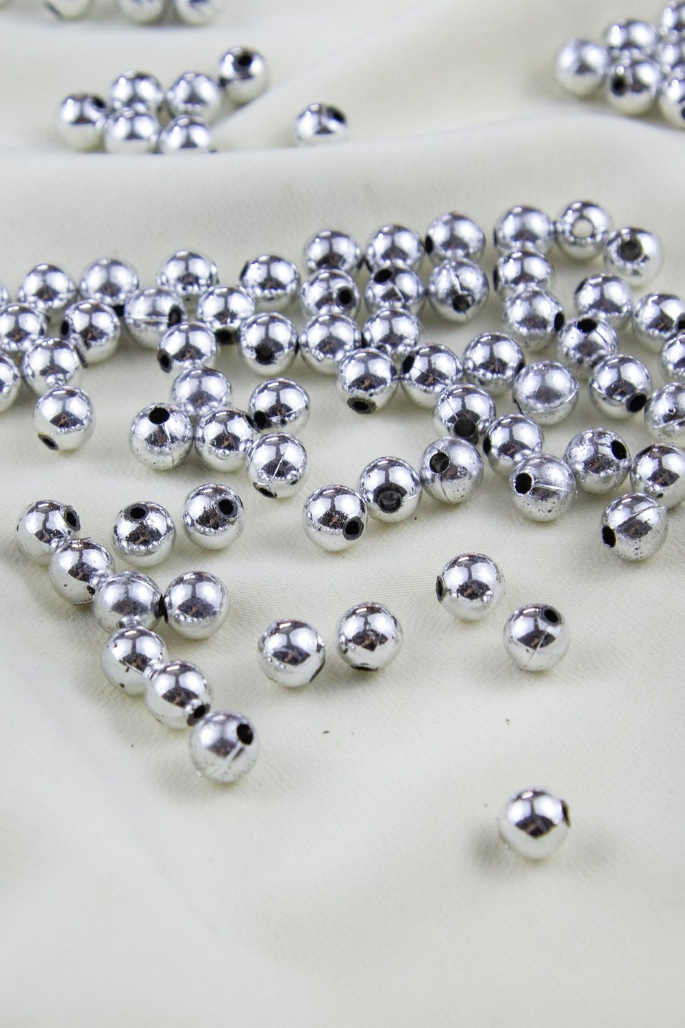 10 mm Gümüş Plastik İnci Boncuk Aksesuar Takı Malzemesi (25 Gr)