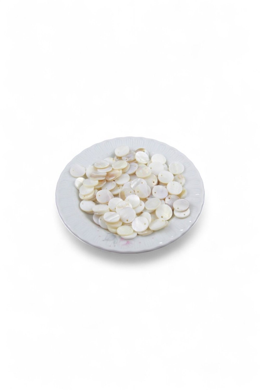 10 mm Yandan Delikli Krem Boncuk (40 Adet)
