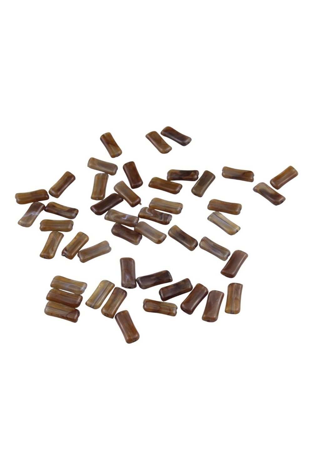 18x8 mm Kahve Tonunda 2 Renk Oval Doğal Şekilli İçten Delikli Boncuk (20 Adet)