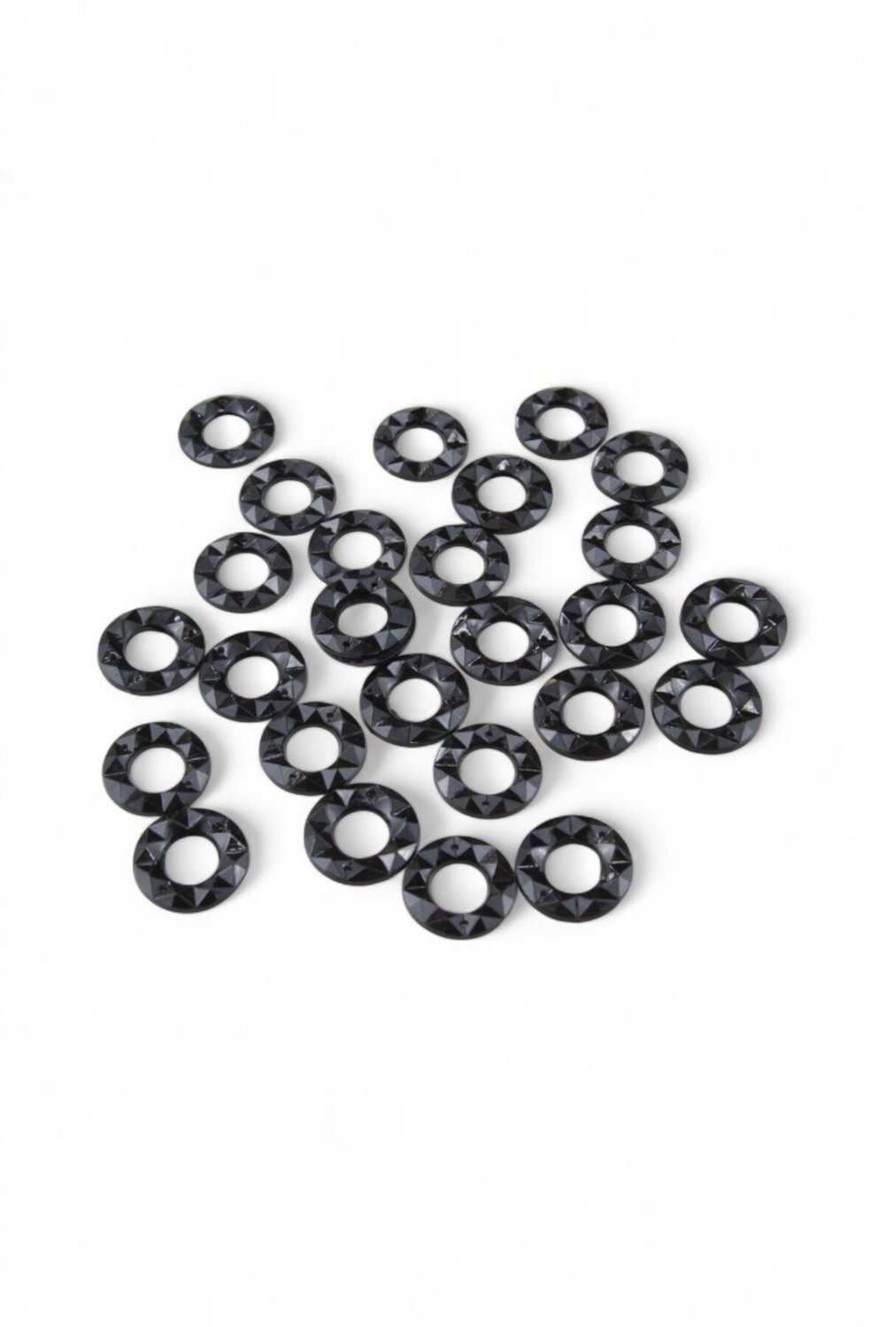 20x5 mm Yuvarlak Halka Desen Siyah Dikme Taş (100 Adet)