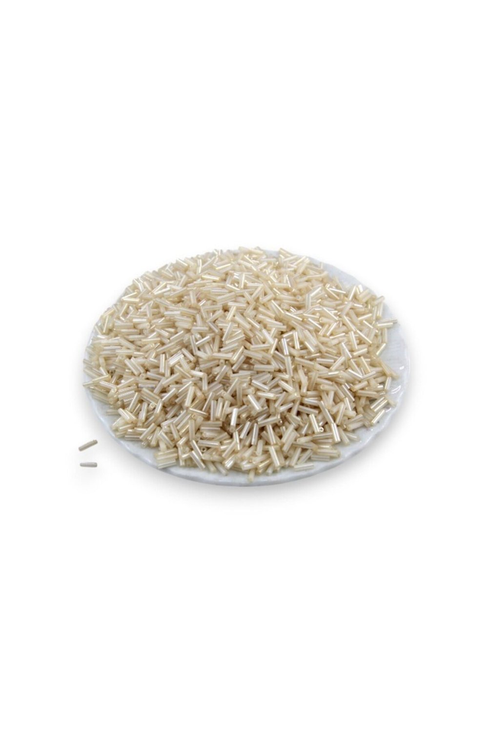 6x2 mm İnci Krem Boru Boncuk 100 Gr