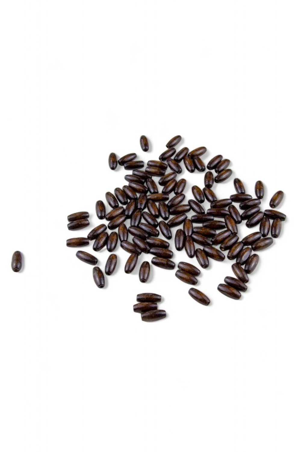8 mm Arpa Koyu Kahve Ahşap 14x5 mm Boncuk (35 Gr 165 Adet)